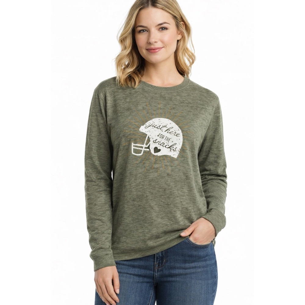 C&C California Football Graphic Shirt Womens M Green Long Sleeve Game Day Top